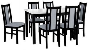 Rozkládací stůl se 6 židlemi - AL12, Barva dřeva: černý, Barva dřeva: bílá-L, Barvy nožiček: černá Mirjan24 5902928830415