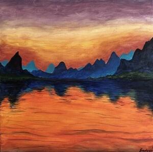 Ručně malovaný obraz od Eliška Jandová - "Vietnam", rozměr: 50 x 50 cm