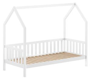 Bílá domečková dětská postel z borovicového dřeva s roštem 90x200 cm Cabane – Vipack