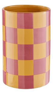 CHECKER Váza 22 cm - žlutá/růžová