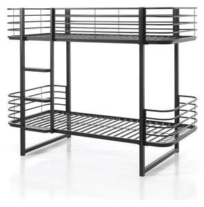 Černá kovová patrová dětská postel s roštem 90x200 cm Oscar – Vipack