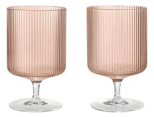 Ferm Living Sada 2 ks sklenic na víno Ripple, blush