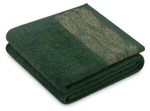 Bavlněný ručník se zlatou nití Tmavě zelený ELVERUM 70x130 cm