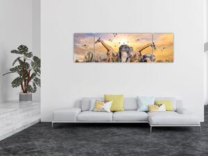 Obraz - Africká zvířata (170x50 cm)