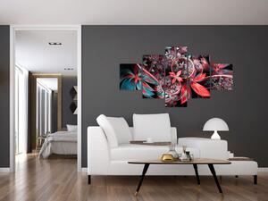 Abstraktní obraz exotických květů (125x70 cm)
