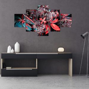 Abstraktní obraz exotických květů (125x70 cm)