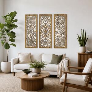 Dřevěná 3 dílná mandala QUADRO Zvolte barvu dekoru: Dub zlatý | Rozměry (cm): 72x60