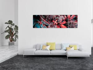 Abstraktní obraz exotických květů (170x50 cm)