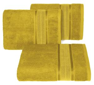 Eurofirany Bambusový hořčičný ručník MIRO se zdobeným okrajem 50x90 cm Rozměr: 50 x 90 cm