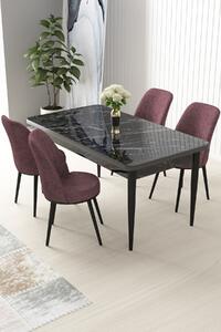 Jídelní set Nilla 1 (černý mramor + růžová) (pro 4 osoby)