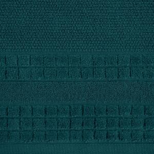 Tyrkysový ručník CUBA se zvýrazněným károvaným okrajem 50x90 cm Rozměr: 30 x 50 cm