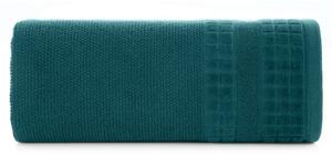 Tyrkysový ručník CUBA se zvýrazněným károvaným okrajem 50x90 cm Rozměr: 50 x 90 cm