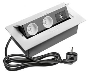 Výsuvná zásuvka s 2xUSB porty GTV AE-PBU2GU-10 bílá