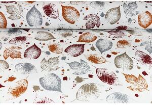 Dekorační látka Bavlna Listí, š. 140 cm Hnědá Vzorek (10x10 cm +/-1 cm)