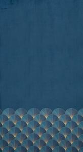 Modrý sametový závěs GINA s vějířovým potiskem 140x250 cm