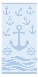 Světle modrá froté bavlněná plážová osuška 70x140 cm Anchor – B.E.S