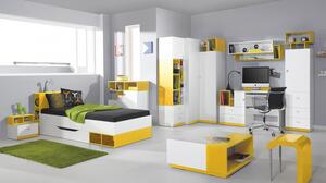Nábytek do studentského pokoje Oblada III, Barva: bílý / žlutý Mirjan24 5903211043659