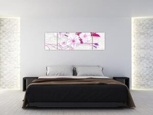 Obraz větévky s květy (170x50 cm)