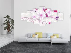 Obraz větévky s květy (210x100 cm)