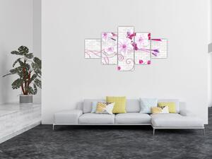 Obraz větévky s květy (125x70 cm)