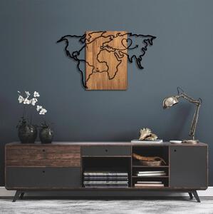 Nástěnná dekorace 118x70 cm mapa dřevo/kov