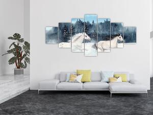 Obraz malovaných koní (210x100 cm)