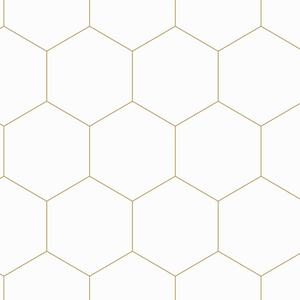 Geometrická vliesová tapeta na zeď, bílo-zlatá, 139312, Bloom, Esta Home
