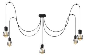 Lustr na lanku TUBE 5xE27/15W/230V pavouk černá