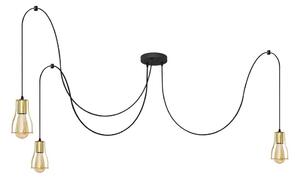 Lustr na lanku TUBE 3xE27/10W/230V pavouk černá/zlatá