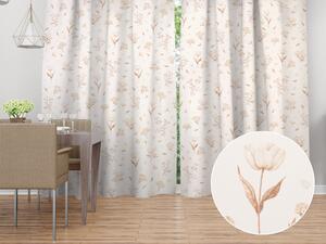 Biante Bavlněný závěs Sandra SA-775 Smetanovo-hnědé jarní kvítí na bílém 150x150 cm