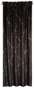 Černý zatemňovací závěs na pásce VICTORIA 3 s geometrickým motivem 140x270 cm