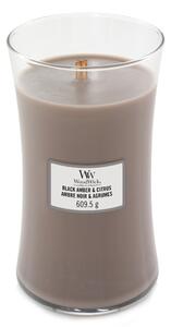 Svíčka oválná váza Woodwick Černá ambra a citrus, 609.5 g