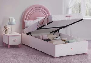 Dětská postel s úložným prostorem Susy 100x200cm - bílá/růžová