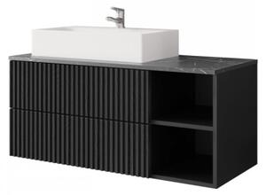 Koupelnová skříňka pod umyvadlo Kiegi Ryfel, Barva: černé drážky / černá matná + černý mramor, Sifon k umyvadlu: ne, Umyvadlo: ne 5903211379222