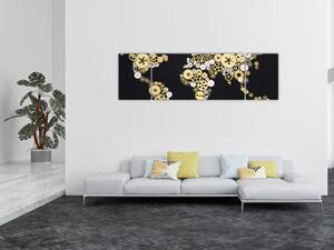 Obraz - Kolečková mapa světa (170x50 cm)