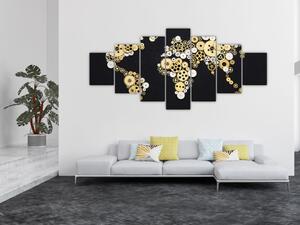 Obraz - Kolečková mapa světa (210x100 cm)