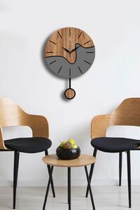 Nástěnné hodiny Vlní (ořech + šedá). Akce -10%