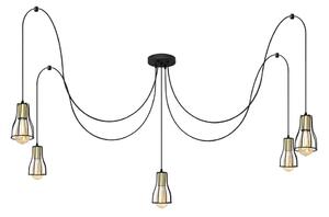 Lustr na lanku TUBE 5xE27/15W/230V pavouk černá/zlatá