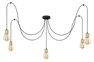 Lustr na lanku TUBE LONG 5xE27/15W/230V černá/zlatá