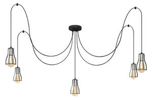 Lustr na lanku TUBE LONG 5xE27/15W/230V černá/chrom
