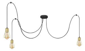 Lustr na lanku TUBE LONG 3xE27/10W/230V černá/zlatá