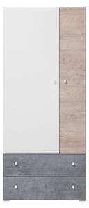 Šatní skříň Pardwa PR03 L / P, Barva: beton / bílý + dub Mirjan24 5903211040139