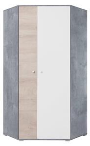 Rohová skříň Pardwa PR02 L / P, Barva: beton / bílý + dub Mirjan24 5903211040115