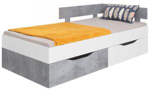 Postel s úložným prostorem Pardwa PR15 / PR16 L / P, Rozměr postele: 90x200, Barva: bílý / beton Mirjan24 5903211040382