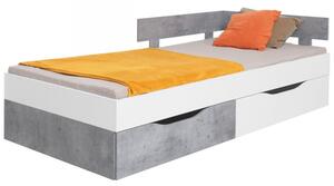 Postel s úložným prostorem Pardwa PR15 / PR16 L / P, Rozměr postele: 120x200, Barva: bílý / beton Mirjan24 5903211040405