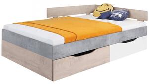 Postel s úložným prostorem Pardwa PR15 / PR16 L / P, Rozměr postele: 120x200, Barva: beton / bílý + dub Mirjan24 5903211040399