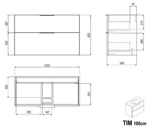 Koupelnová skříňka pod umyvadlo TIM 100 cm