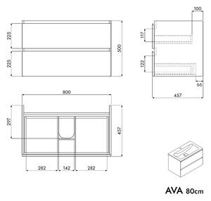Koupelnová skříňka AVA 80 cm s umyvadlem z minerálního odlitku CREAM