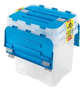 SADA 3x Úložný box DRAGON 24 l modrá/čirá