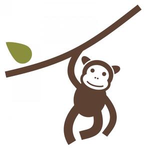 Opička na větvi - dětské samolepky na zeď zvířátka z džungle bílá